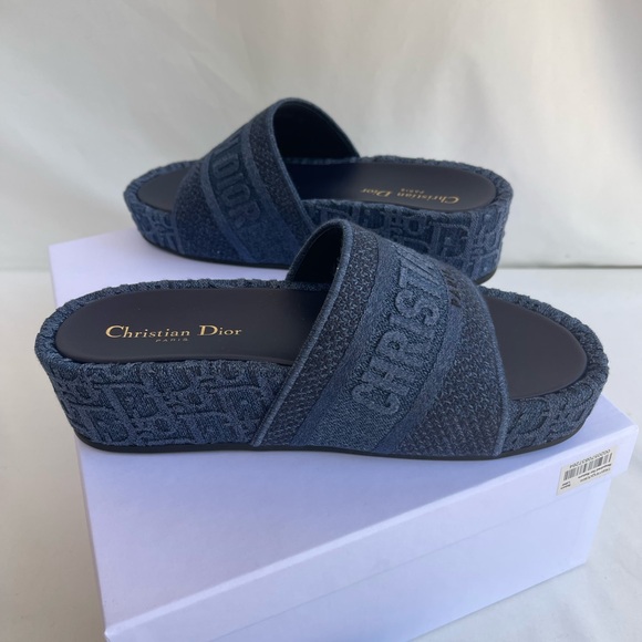 REAL Christian Dior Oblique DWay Platform Sandals Sizes 38 US 8 Denim New - Picture 11 of 15
